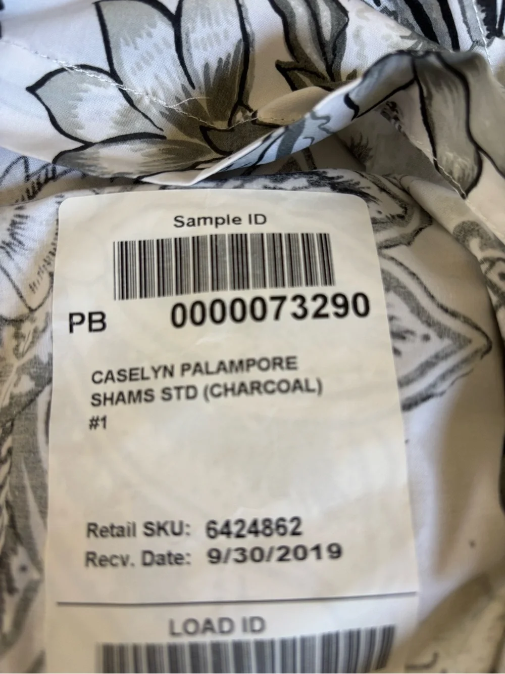 NWT Pottery Barn Caselyn Palampore Standard Pillow Sham Black White 26x20